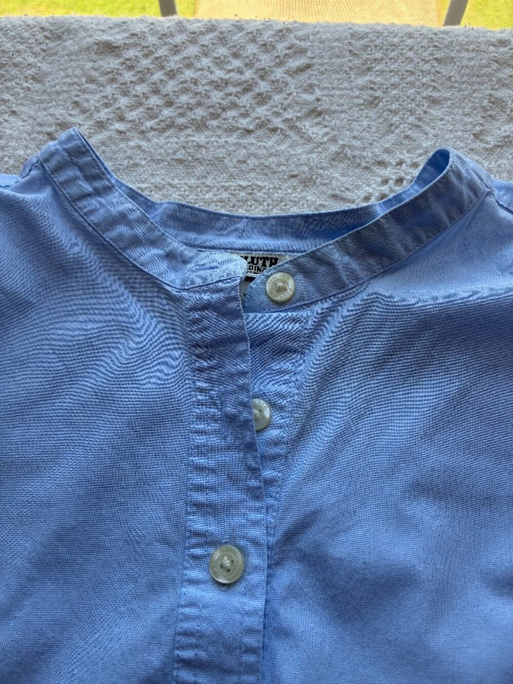 Duluth Trading Company Blue Banded Collar Tunic with Side Pockets - Size XXL
